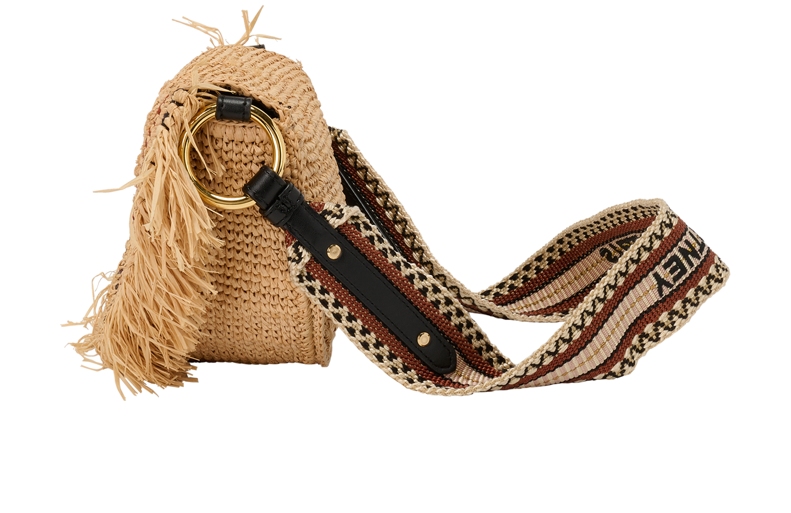 Crochet Logo Shoulder Bag, &pound;250, Handbags, Beige, Raffia, Bottom view